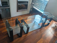 Glass coffee table + 2 glass side tables