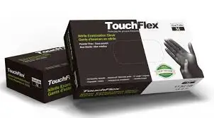 TouchFlex Black Nitrile Exam Gloves - 5.5Mil Thickness