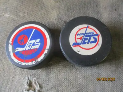 1980s - 1990s WHA NHL WINNIPEG JETS LOGO HOCKEY PUCKS $10. EA., View more