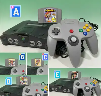 N64 + 1x Game Bundle [ 007 / Mario Kart / Smash Bros / Etc], View more