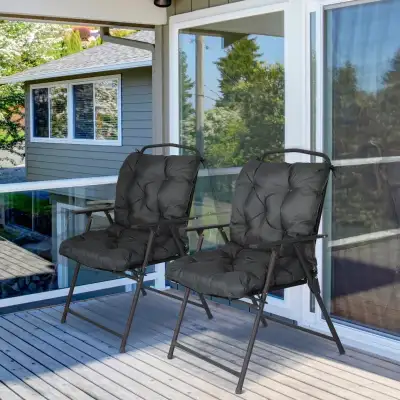 Set of 2 Garden Chair Cushions Comfortable Seat Pad with Backres, View more