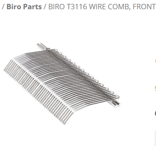 BIRO T3116 STEEL WIRE COMB, FRONT (FITS PRO-9 Meat Tenderizer), View more