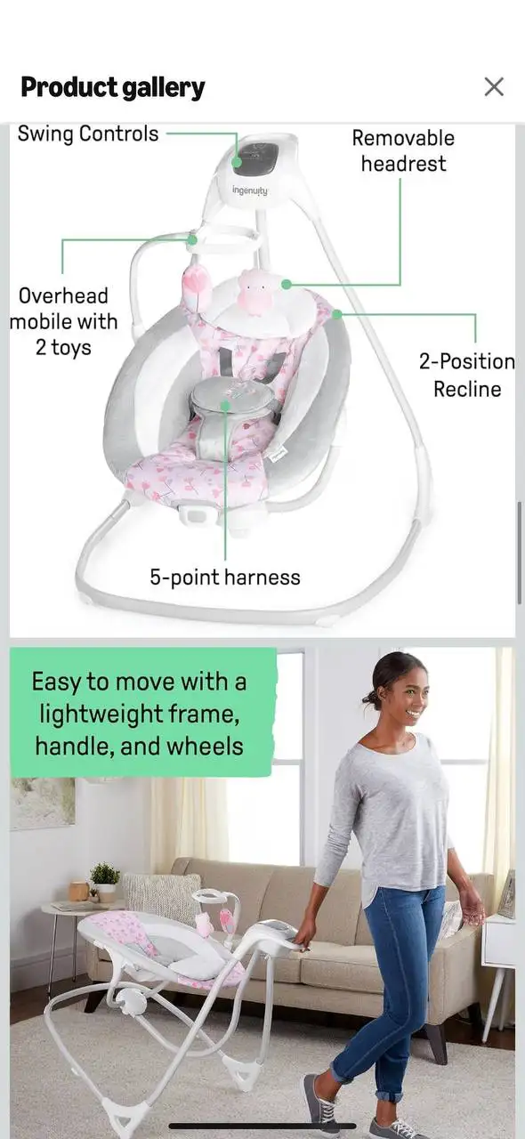 Ingenuity Simple Comfort Cradling Swing — Everston  in Playpens, Swings & Saucers in Kitchener / Waterloo - Image 10