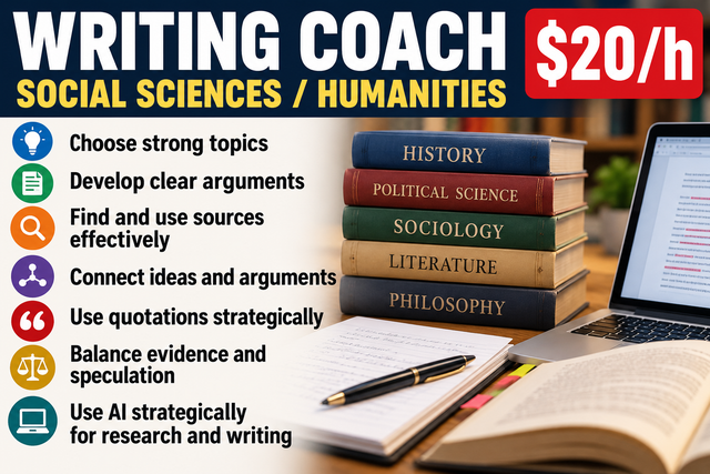 $20/h, Academic Writing Coach (Social Sciences/Humanities)