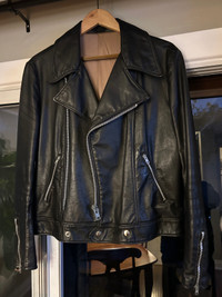 Genuine Black Leather Retro Biker Jacket