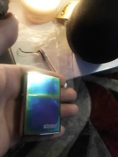 Has a rainbow to it very nice for anything you can light with! Very nice for smoking!