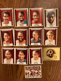 Lot of 13 1988 Panini Washington Redskins football stickers
