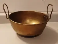 Vintage Hammered Brass Round Bottom Karahi/ Wok with Handles