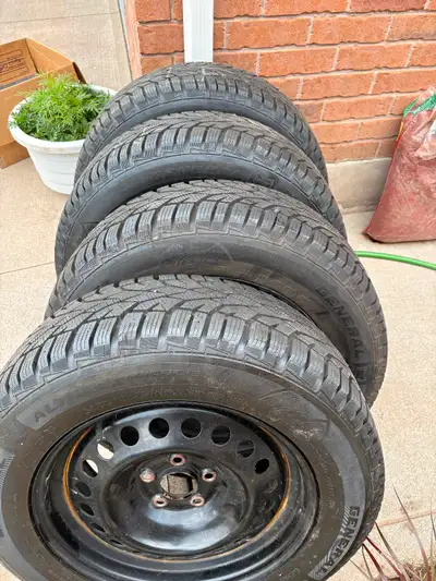 Brand new set of 4 winter tires with rims. Original cost for 4 tires $750 and rims $400 total $1150....