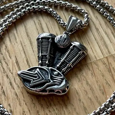 Motorcycle engine stainless steel necklace, View more