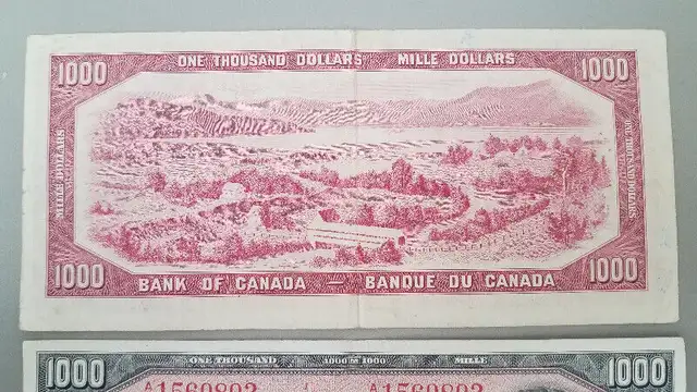 Canadian $1,000 / $1000 / One Thousand Dollar Bill bank note in Arts & Collectibles in City of Toronto - Image 5