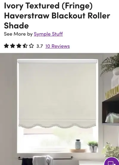 New Ivory Textured (Fringe) Blackout Roller Shade 57.7, View more
