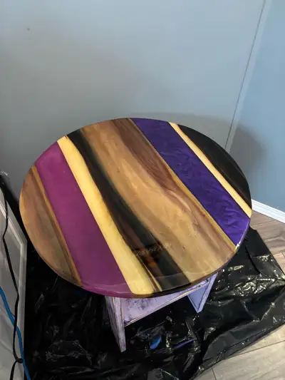 Epoxy and Wood Side table, View more