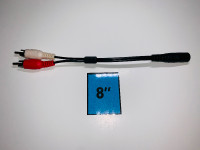 FEMALE JACK 3.5MMM AUDIO TO 2 RCA CABLE-8 INCHES (C020)
