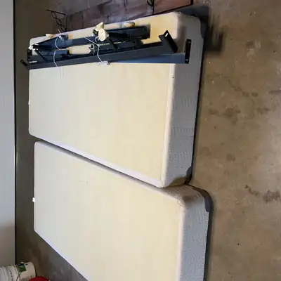 Free king box spring and steel bedframe, View more