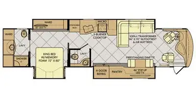 -380 Cummins -Bath and a half floor plan -41' length -Polished ceramic floors - Washer, dryer, dishw...