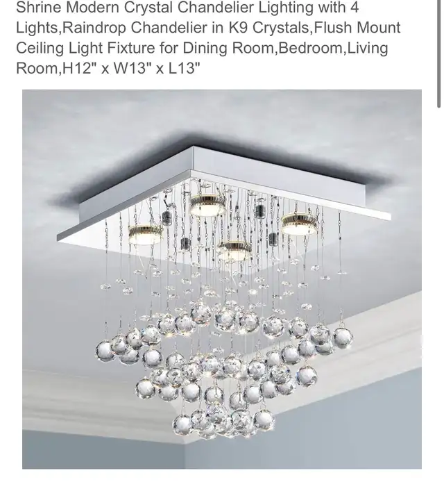 Shrine Modern Crystal Chandelier in Indoor Lighting & Fans in Kitchener / Waterloo - Image 2