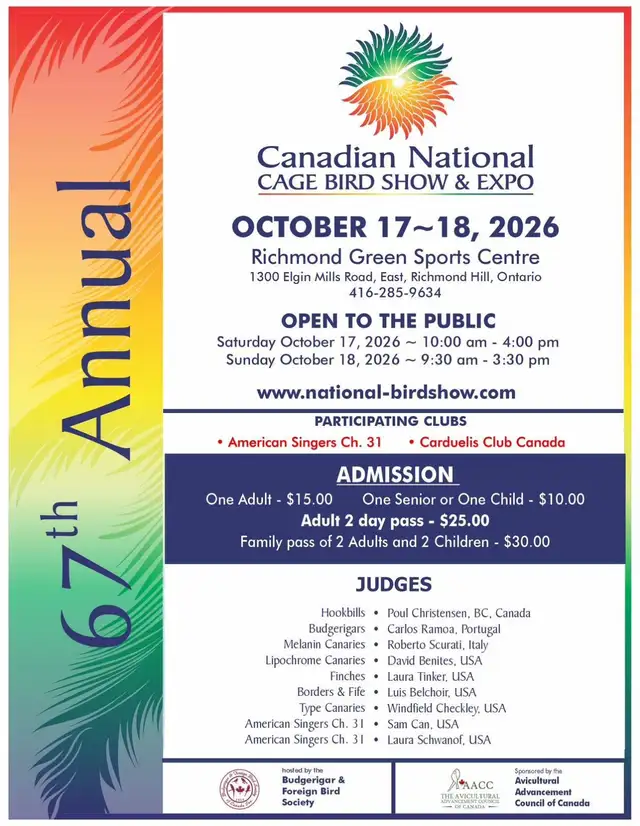 A Colourful Family Day Out! National Bird Show • October 17–18