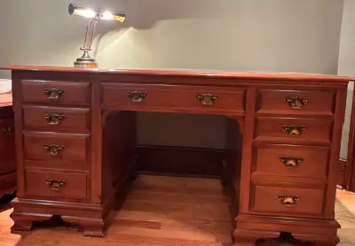 Classic 7 drawer wood desk, View more