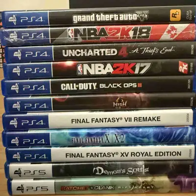 GTA V PS4: $10 SOLD Uncharted 4 PS4: $10 SOLD NBA 2K18 & 17 PS4: $5 each COD BO3 PS4: $10 SOLD NIOH...