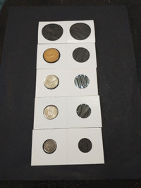 Coin flips, dime and silver dollar sizes, 20/$1
