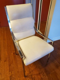 Vintage Imported White Leather Dining Chairs x 6