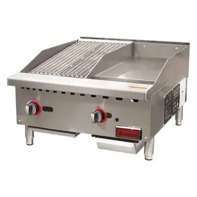 Omcan 24" Countertop Natural Gas Char broiler and Griddle Combo, View more