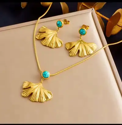 New 18k gold plated stainless steel set, View more