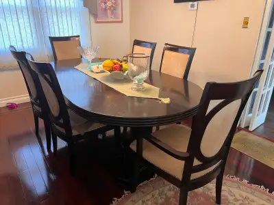 Solid Wood Dining Table Set – 6 Chairs – Dark Finish, View more