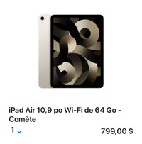 iPad Air 5 (2024) 64 Go  (négociable)