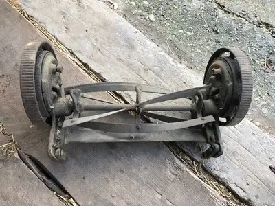 Vintage rotary reel mower, View more