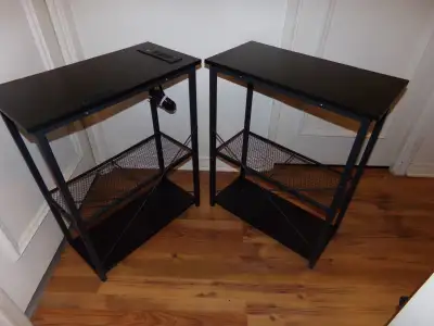 PR.OF BLACK , WOOD / METAL , SIDE / END TABLES / POWER/USB CON., View more