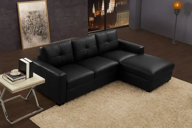 Genuine Top Grain leather sectional sofa &chaise with hide-a-bed in Couches & Futons in Vancouver - Image 7