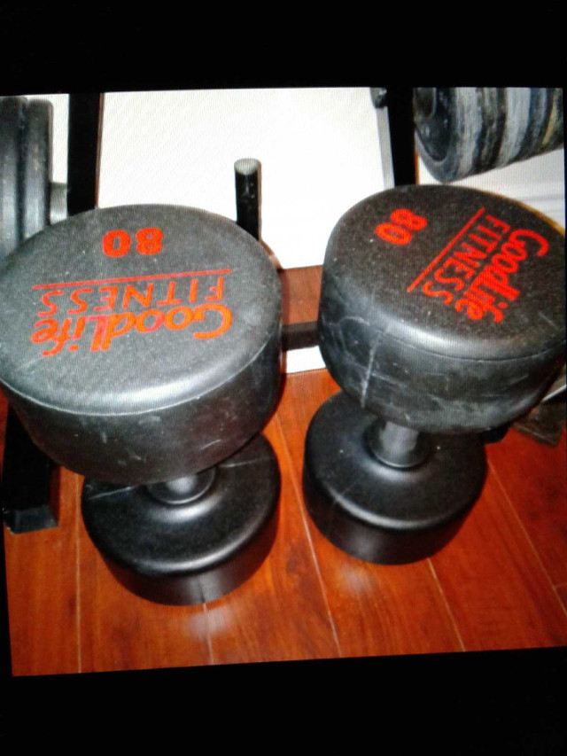 2x 80 pounds urethane coated commercial dumbbells * trade/ $200  in Exercise Equipment in City of Toronto