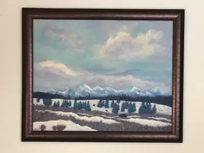 “Spring on the Way”, original oil on canvas by local artist Patricia Rawnsley. Framed with a 2.5 inc...