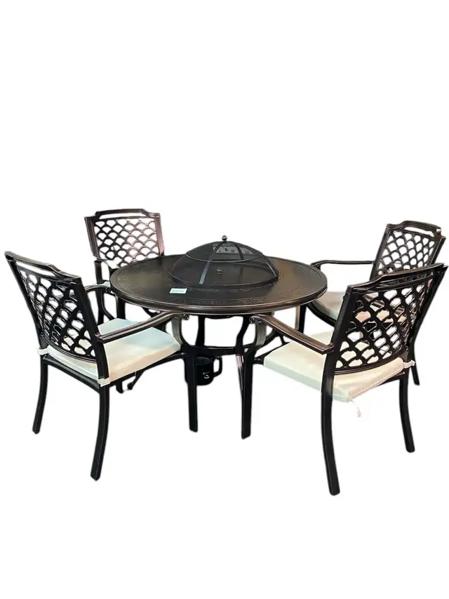 47” Cast Aluminum Outdoor Fire Pit BBQ Dining Table Set in Patio & Garden Furniture in Markham / York Region - Image 3