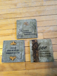 3 NEW STONEWARE WALL DECO SLOGANS. 3 for 5$