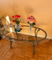 BEAUTIFUL GLASS COFFE TABLE, EXC!!!