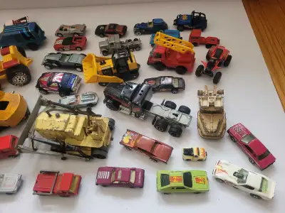 Dive into nostalgia with this collection of used toy cars! This assortment includes a variety of mod...