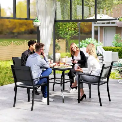 Outdoor Dining Table for Four, Patio Table with Parasol Hole, Sq, View more