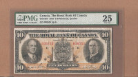 1933 $10 Royal Bank of Canada RARE PMG VF -25 ONE YEAR ISSUE