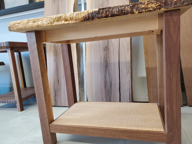 Maple side table w/ walnut legs and red fractal burned in Other Tables in City of Toronto - Image 3