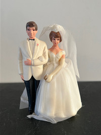  Mid century Bride and Groom , Cake Topper