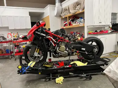 NEW Motorcycle work lift hoist great for home garage or shop at the track for service lift steel con...