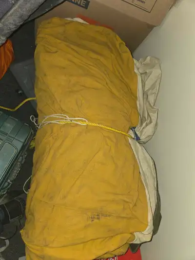 Tent has no holes and in very good condition. Has stove jack, zippered screen door, zippered screen...