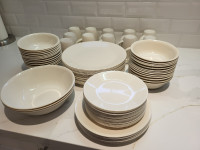Large 89 Piece Corelle Sandstone (Beige), Dinnerware Set