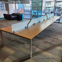 Maple Steelcase FrameOne Bench System, 2x8 Seats, 16 Total