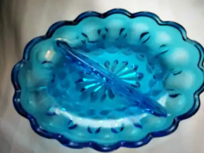 Vintage Indiana Blue Glass Dish, View more