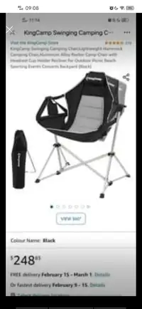 brand newKingCamp Swinging Camping Chair,Lightweight Hammock Ca