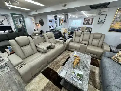 Brand New 3-Pc Power Recliner Set With Adjustable Headrest Sale, View more